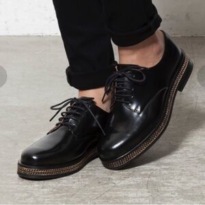 Purified London Philly Black Leather Gold Chain Derby Loafer EU 38 US 7.5